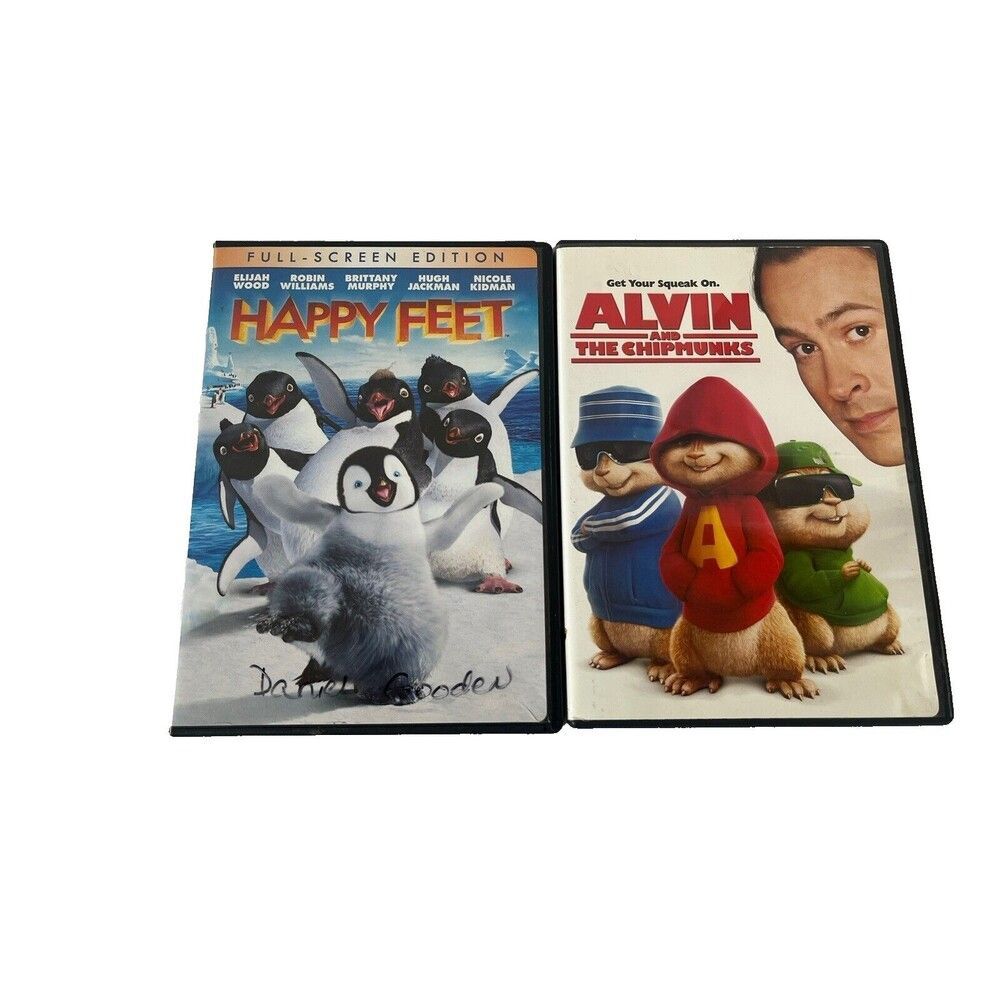 Alvin and the Chipmunks (DVD, 2008) And Happy Feet Full Screen Edition DVDs